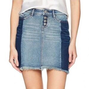 William Rast Two Tone Raw Hem Denim Jean Mini Skirt Size 25